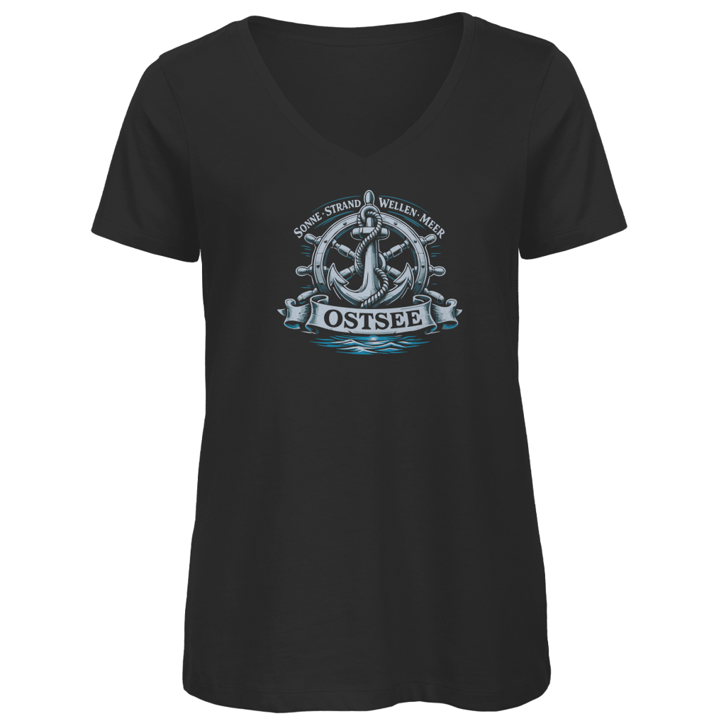 T-Shirt Damen V-Neck  "Ostsee Anker" #559