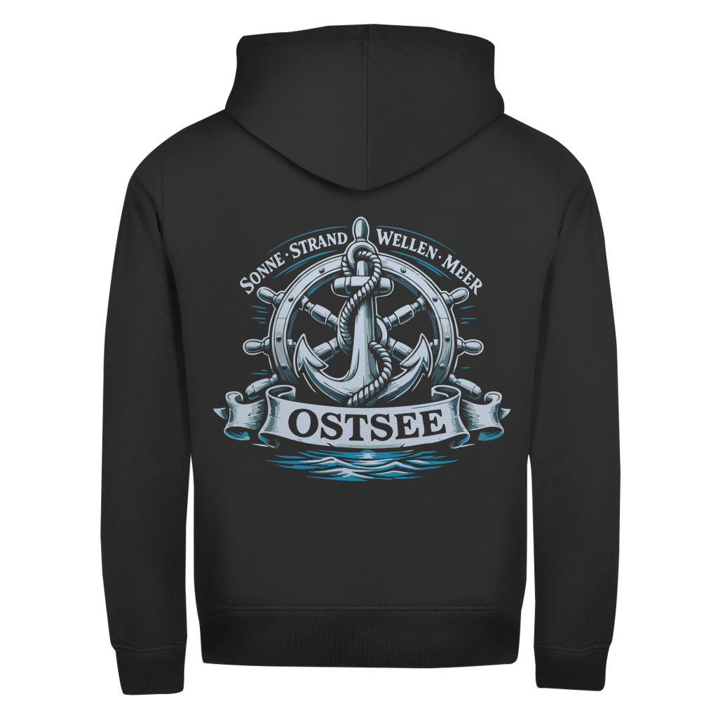 Hoodie-Jacke  "Ostsee Anker" #559 - beidseitiger Druck