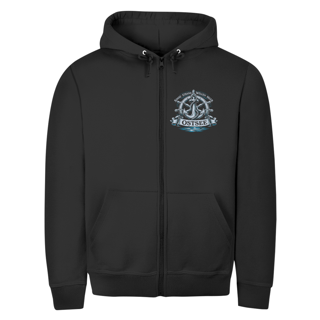 Hoodie-Jacke  "Ostsee Anker" #559 - beidseitiger Druck