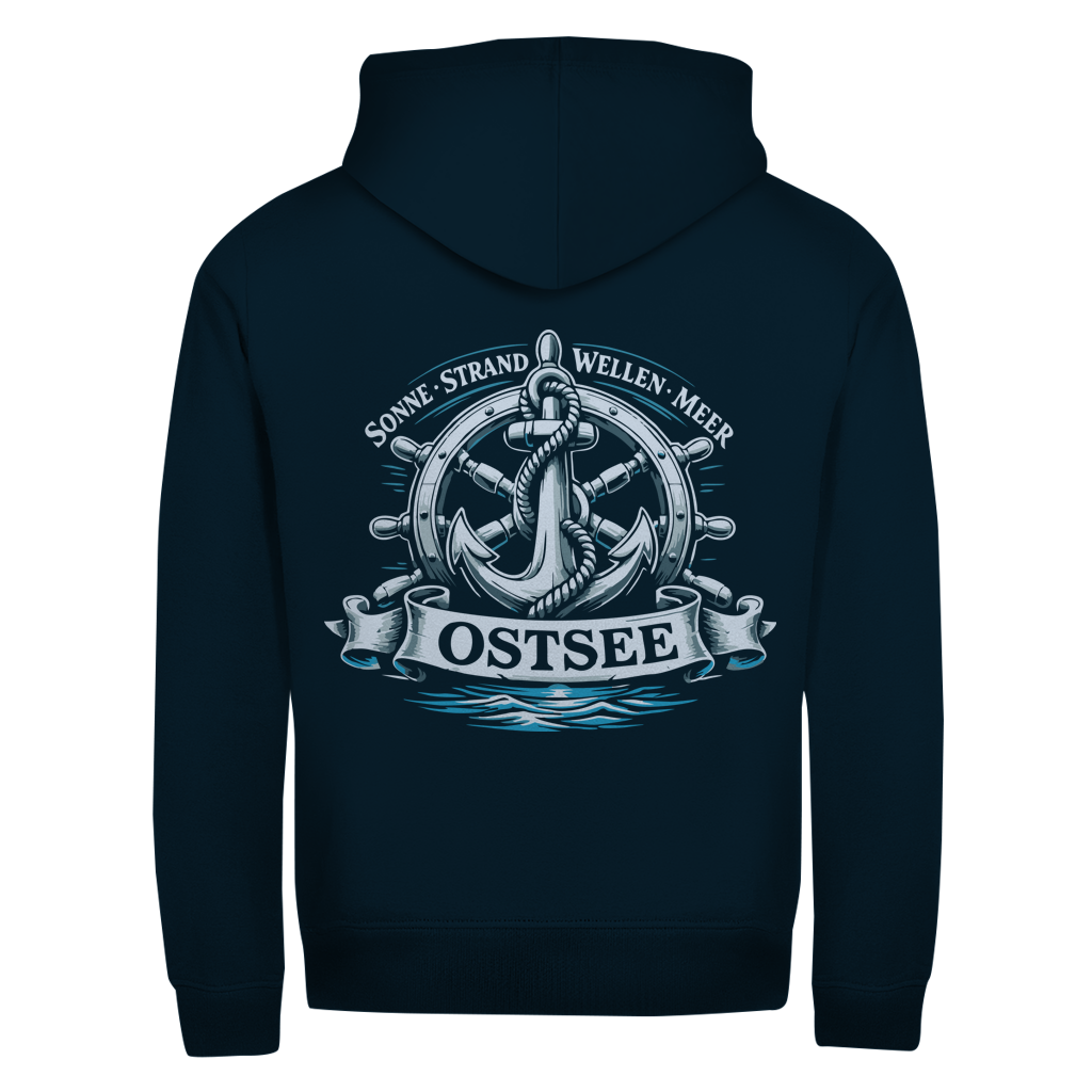 Hoodie-Jacke  "Ostsee Anker" #559 - beidseitiger Druck
