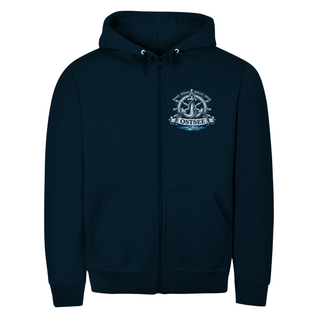 Hoodie-Jacke  "Ostsee Anker" #559 - beidseitiger Druck