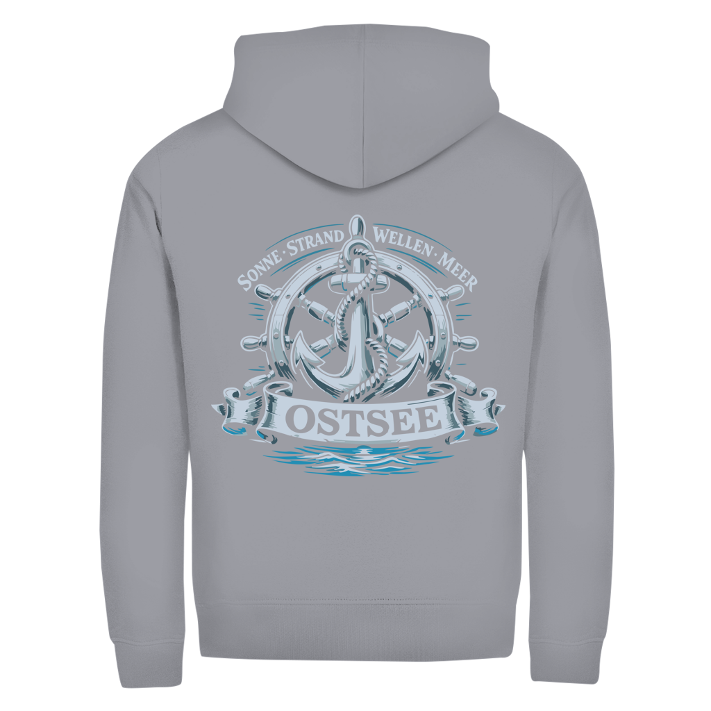 Hoodie-Jacke  "Ostsee Anker" #559 - beidseitiger Druck
