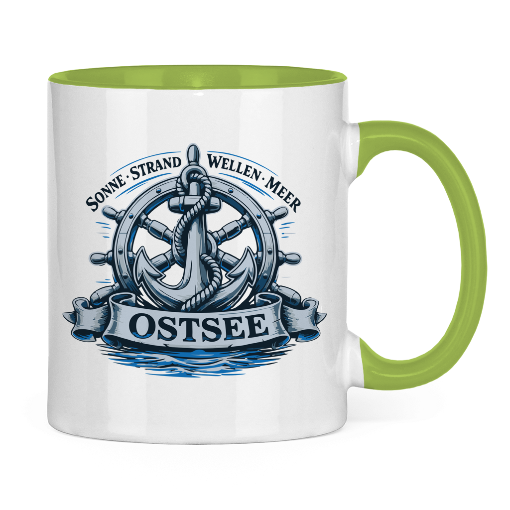 Keramik-Tasse zweifarbig   "Ostsee Anker" #559