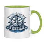 Keramik-Tasse zweifarbig   "Ostsee Anker" #559