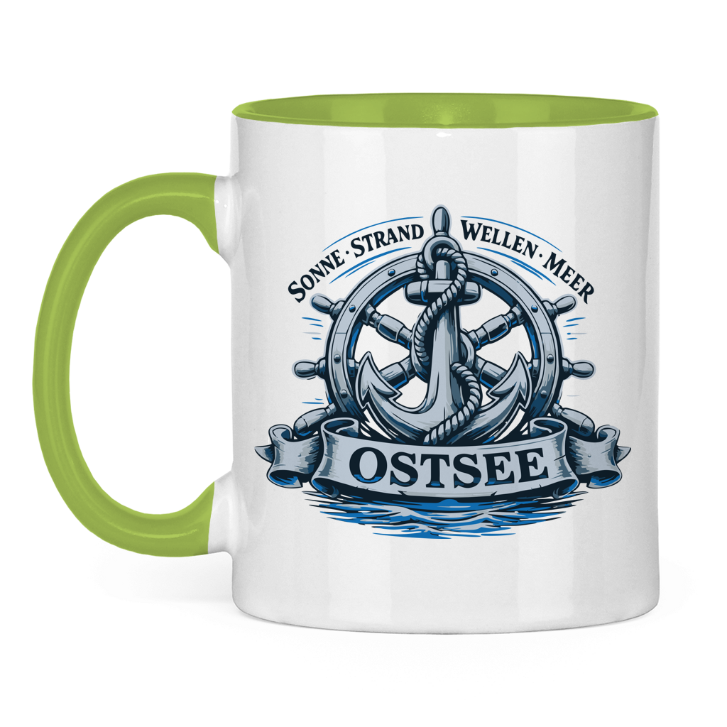 Keramik-Tasse zweifarbig   "Ostsee Anker" #559