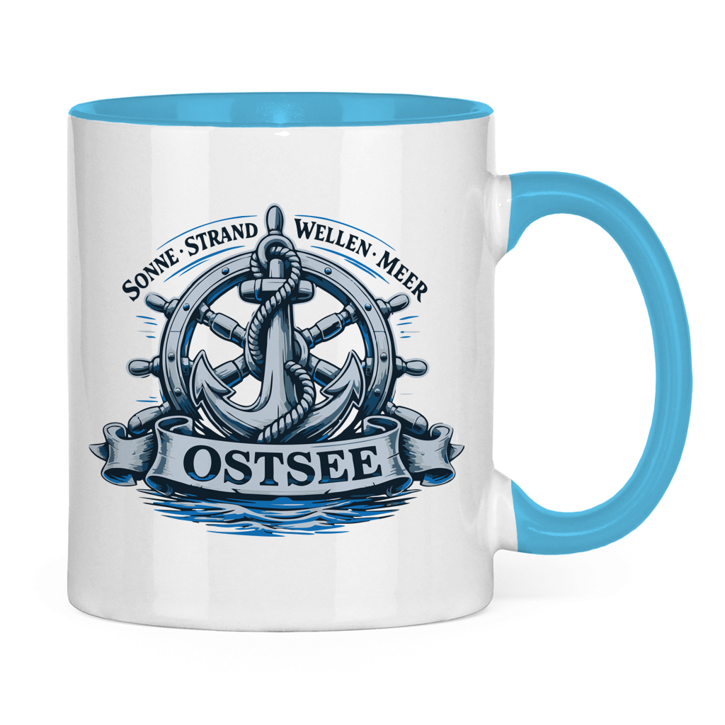Keramik-Tasse zweifarbig   "Ostsee Anker" #559