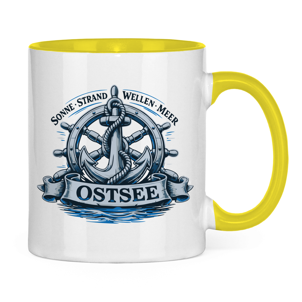 Keramik-Tasse zweifarbig   "Ostsee Anker" #559
