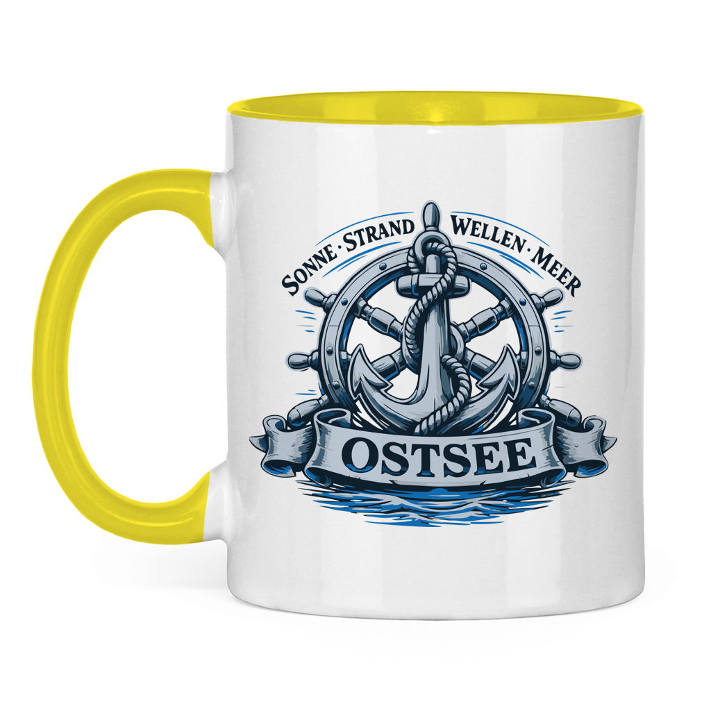 Keramik-Tasse zweifarbig   "Ostsee Anker" #559