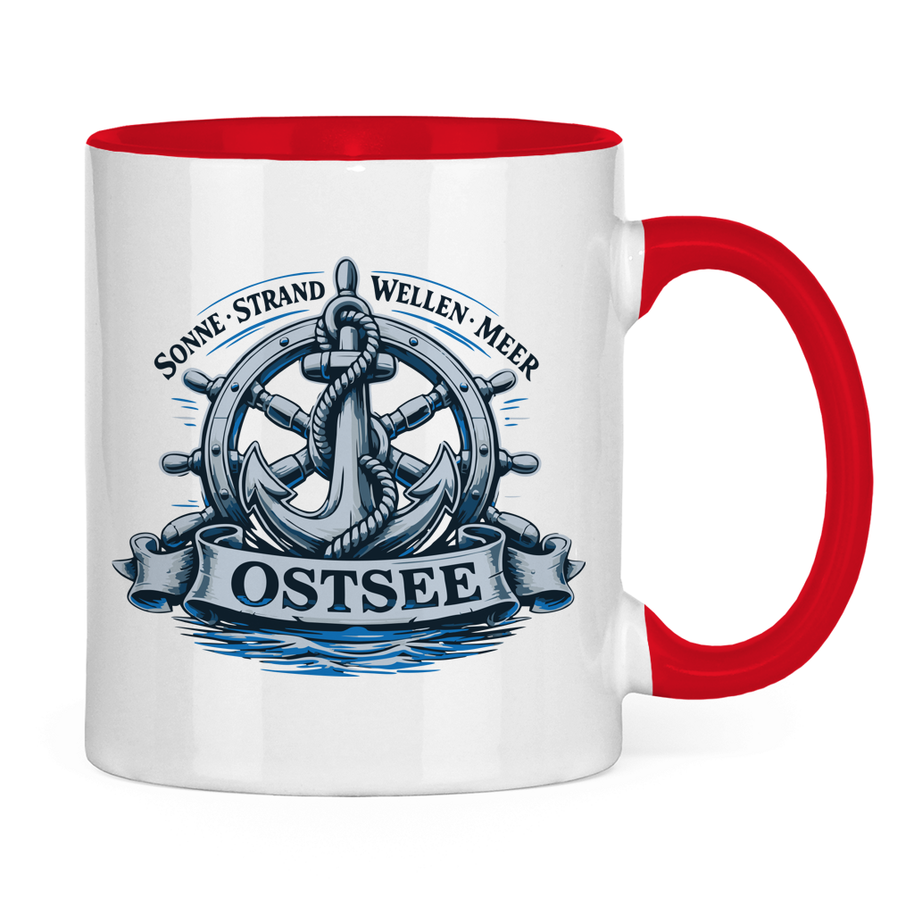 Keramik-Tasse zweifarbig   "Ostsee Anker" #559