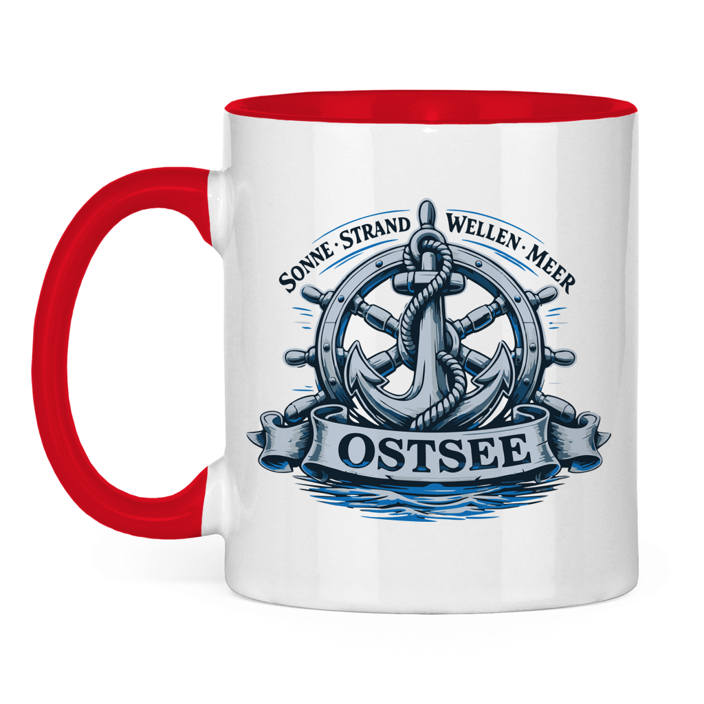 Keramik-Tasse zweifarbig   "Ostsee Anker" #559