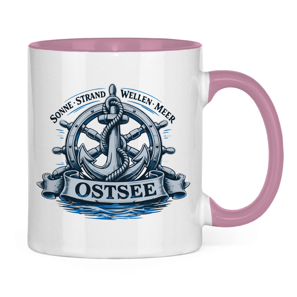 Keramik-Tasse zweifarbig   "Ostsee Anker" #559