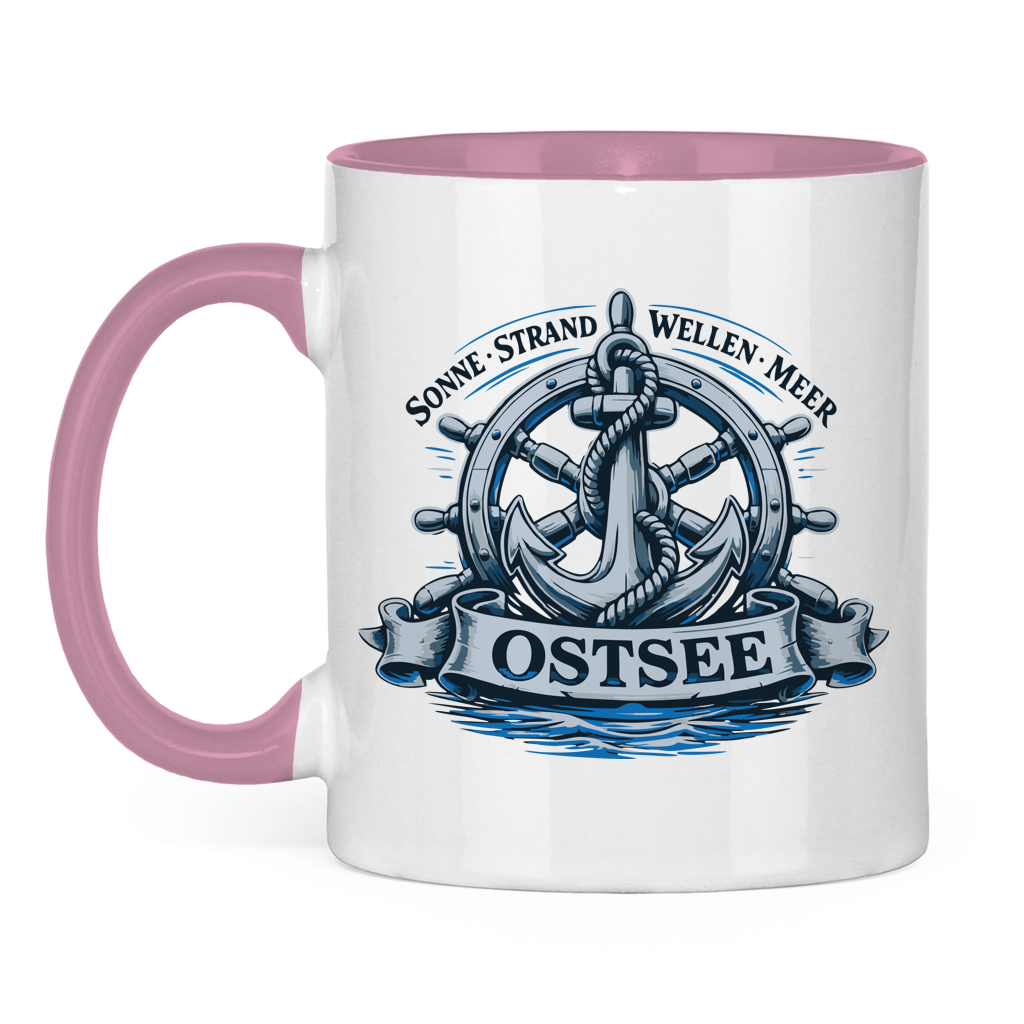 Keramik-Tasse zweifarbig   "Ostsee Anker" #559