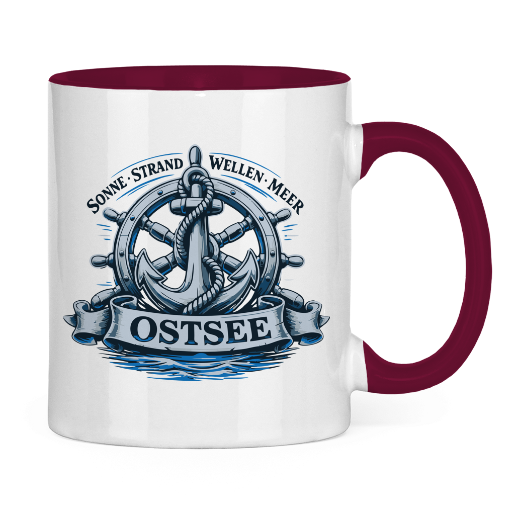 Keramik-Tasse zweifarbig   "Ostsee Anker" #559