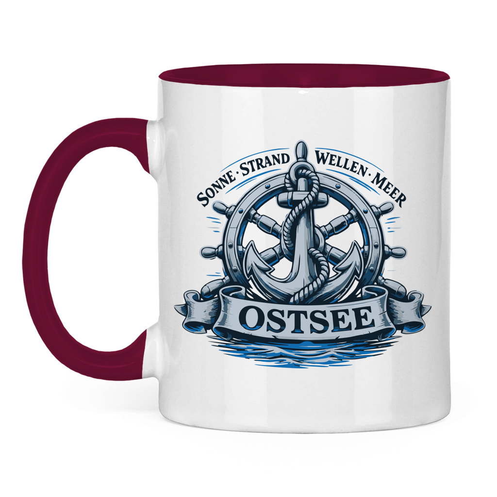 Keramik-Tasse zweifarbig   "Ostsee Anker" #559