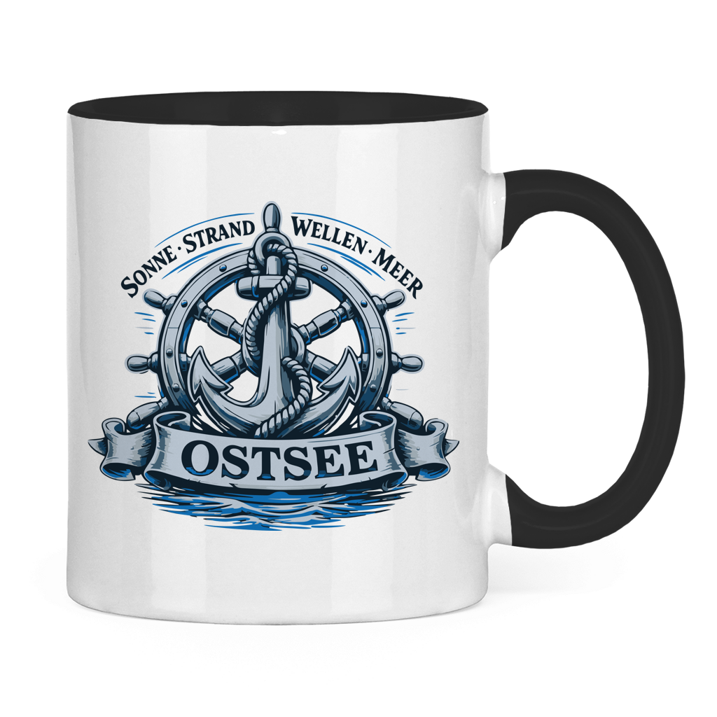 Keramik-Tasse zweifarbig   "Ostsee Anker" #559