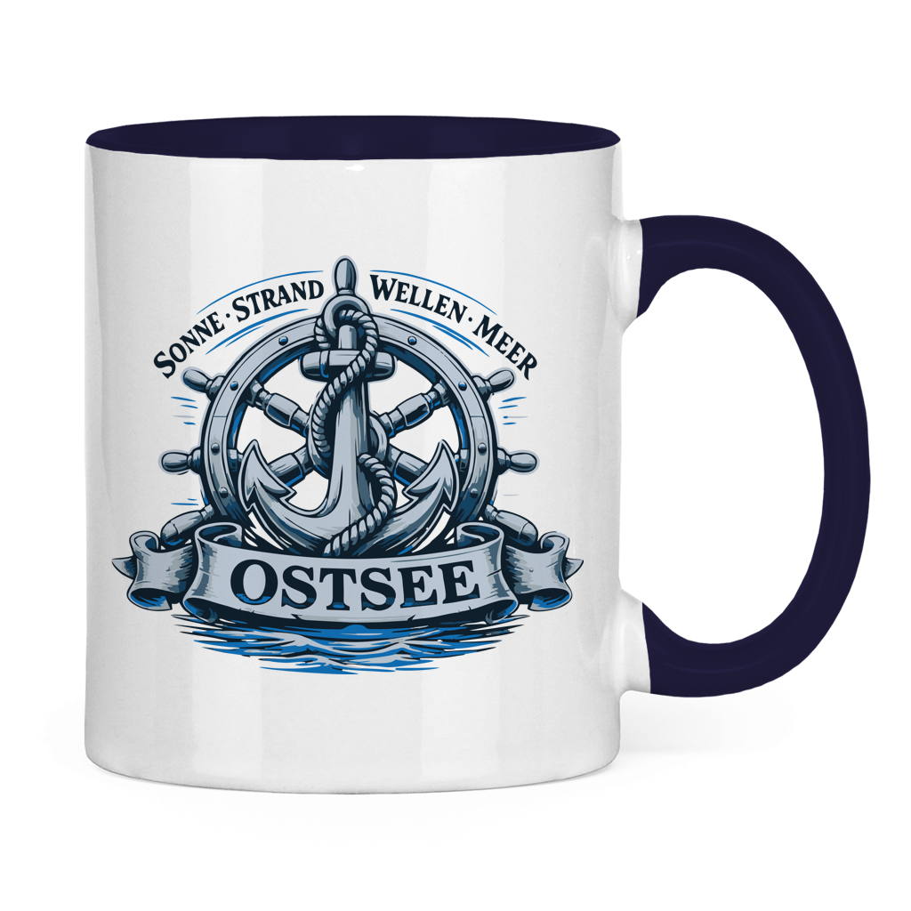 Keramik-Tasse zweifarbig   "Ostsee Anker" #559