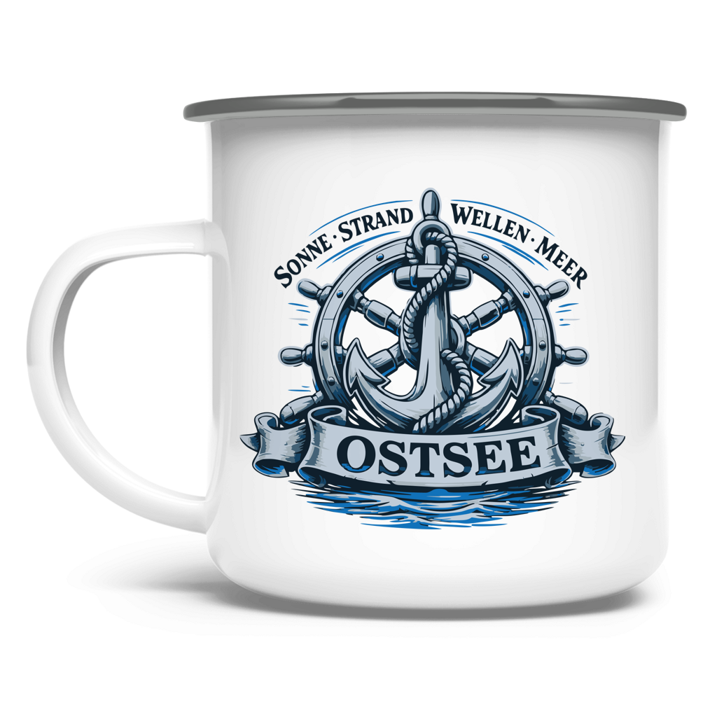 Emaille Tasse   "Ostsee Anker" #559