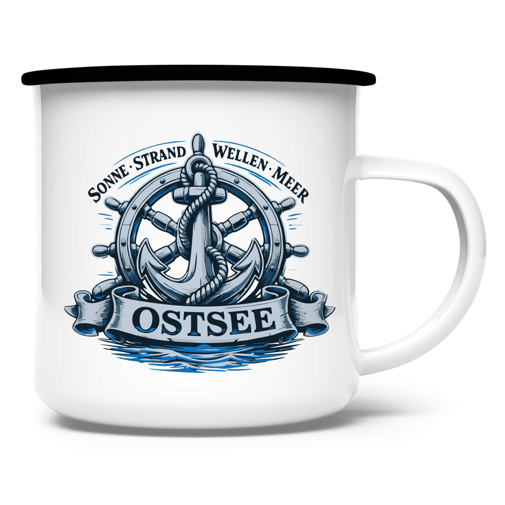 Emaille Tasse   "Ostsee Anker" #559