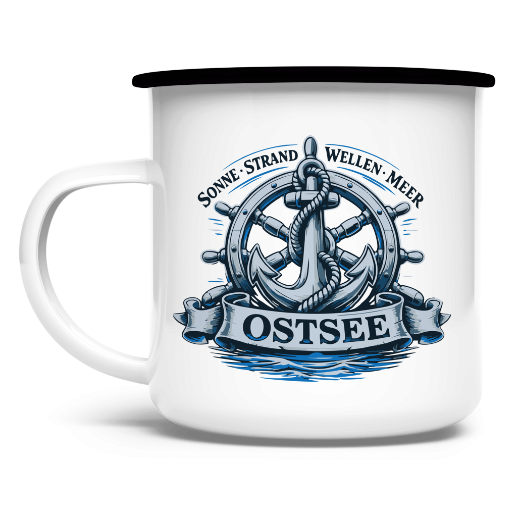 Emaille Tasse   "Ostsee Anker" #559