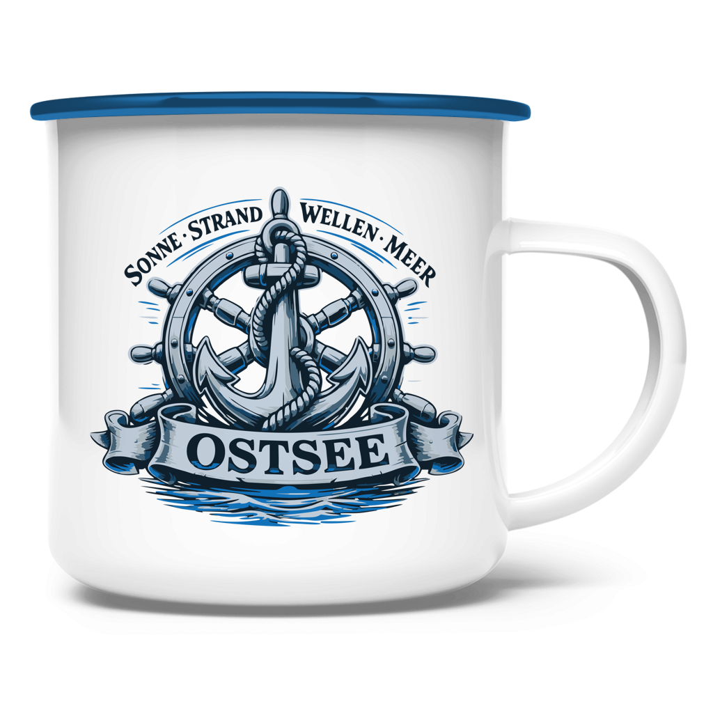 Emaille Tasse   "Ostsee Anker" #559