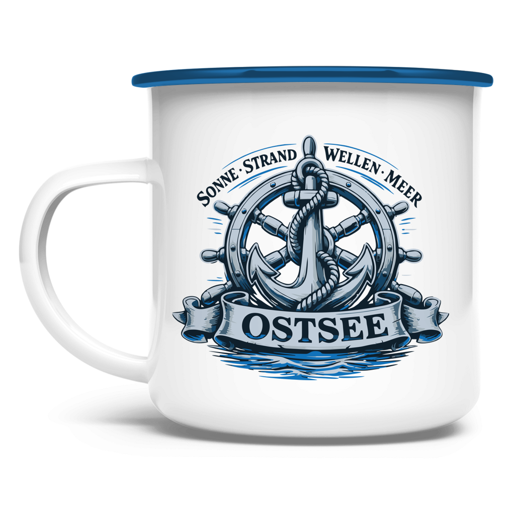 Emaille Tasse   "Ostsee Anker" #559