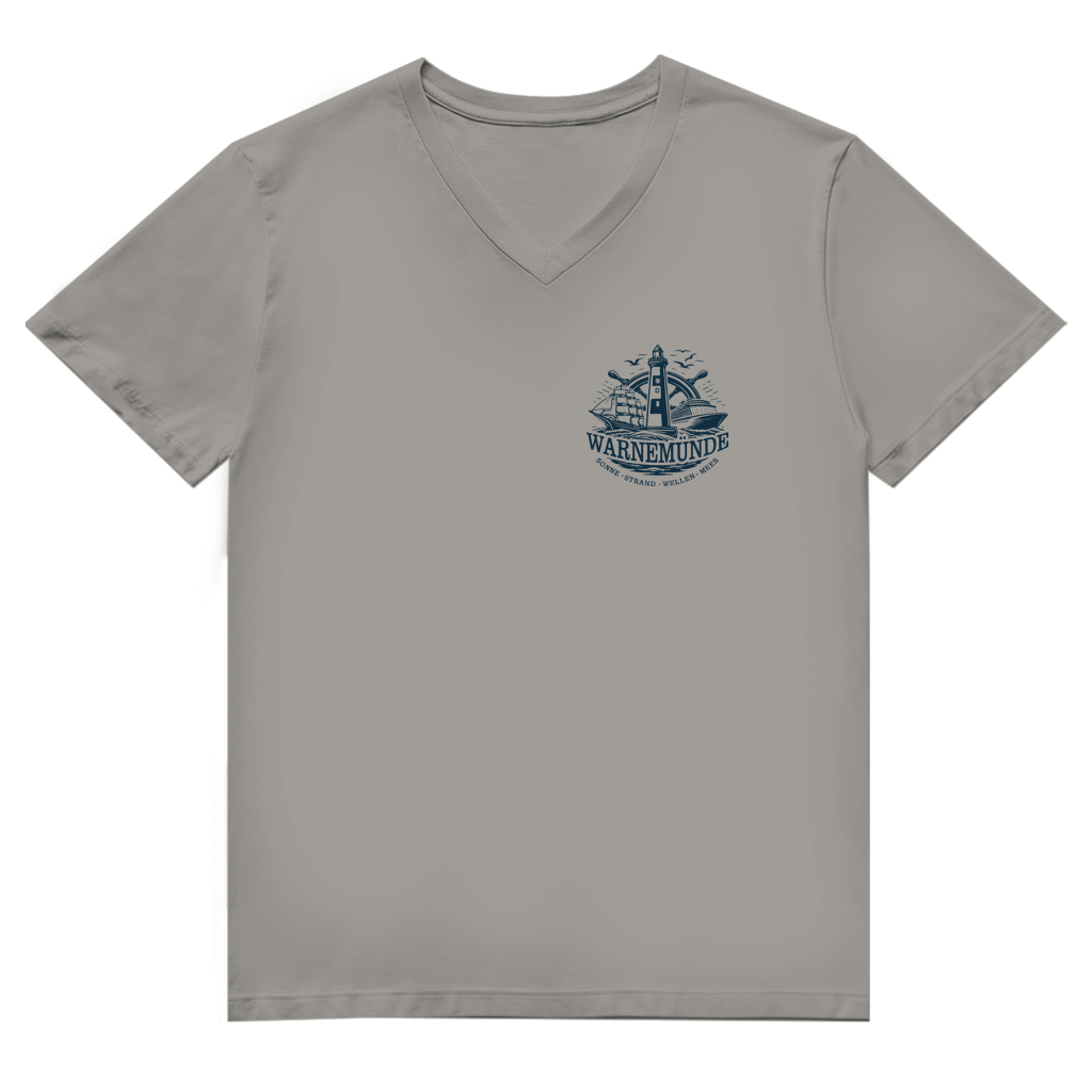 T-Shirt Herren V-Neck   "Warnemünde Leuchtturm" #500
