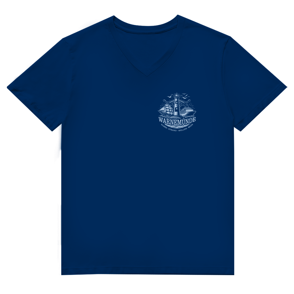 T-Shirt Herren V-Neck   "Warnemünde Leuchtturm" #500