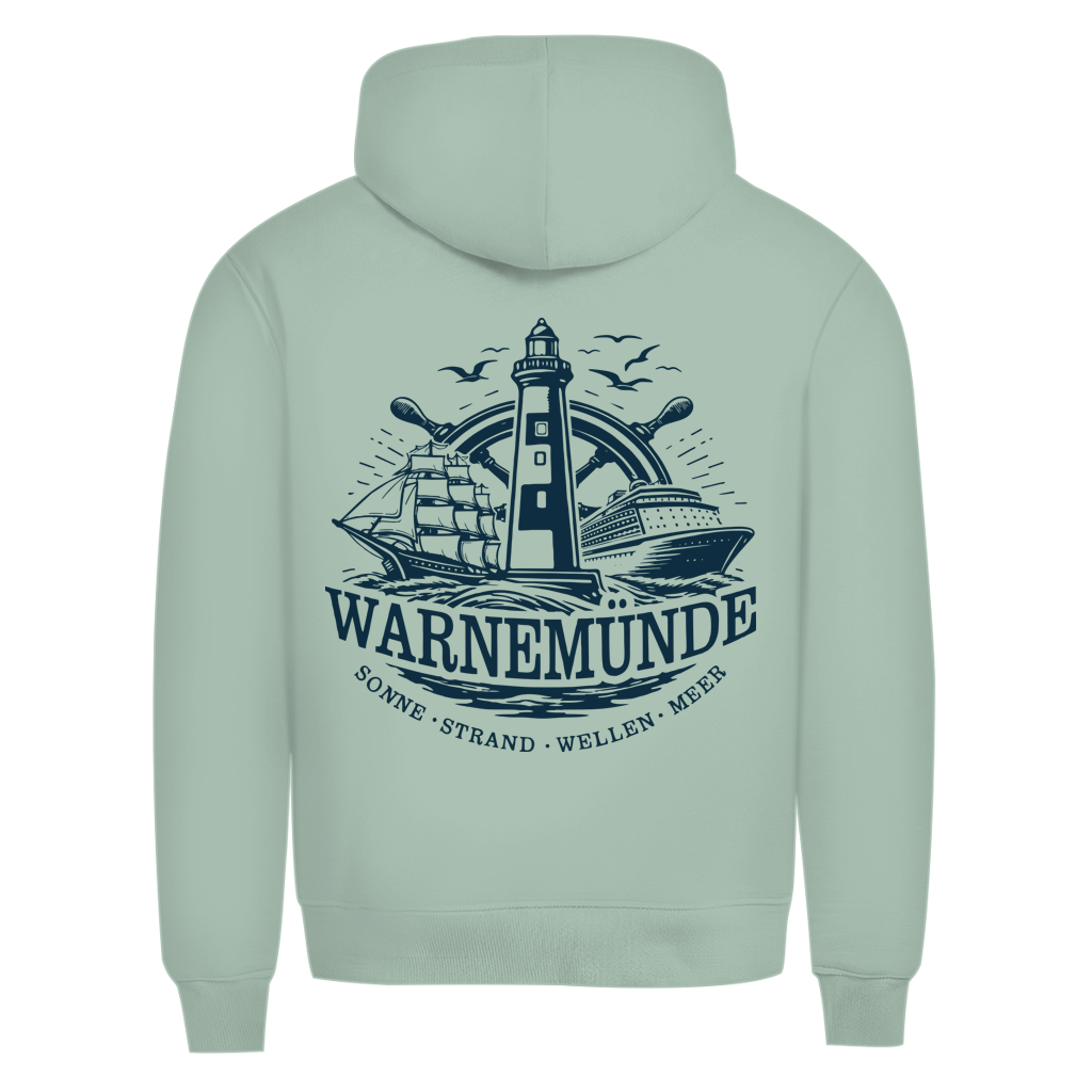 Hoodie Herren "Warnemünde Leuchtturm" #500 - beidseitiger Druck