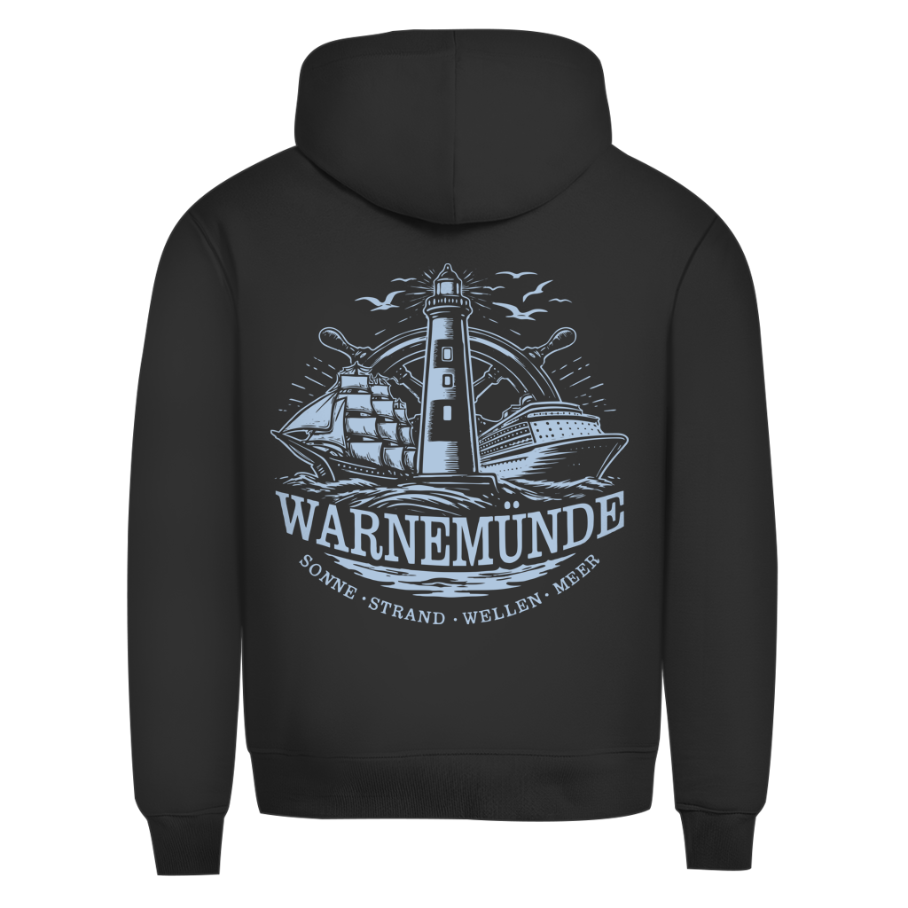 Hoodie Herren "Warnemünde Leuchtturm" #500 - beidseitiger Druck