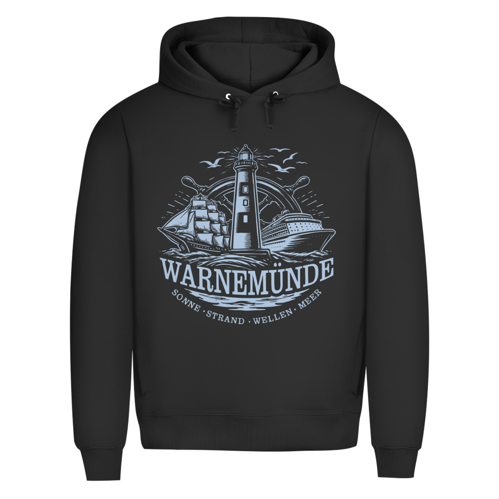 Hoodie Herren "Warnemünde Leuchtturm" #500 - beidseitiger Druck