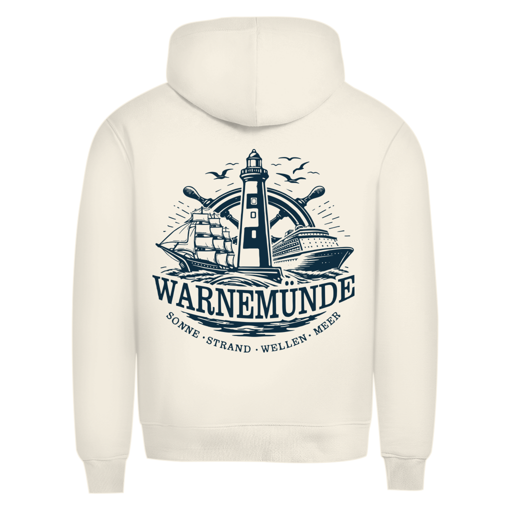 Hoodie Herren "Warnemünde Leuchtturm" #500 - beidseitiger Druck