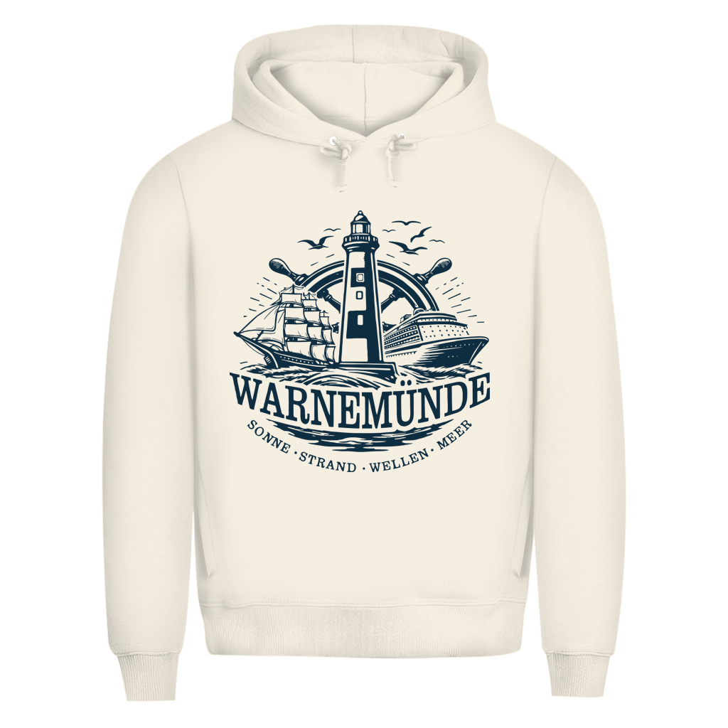 Hoodie Herren "Warnemünde Leuchtturm" #500 - beidseitiger Druck
