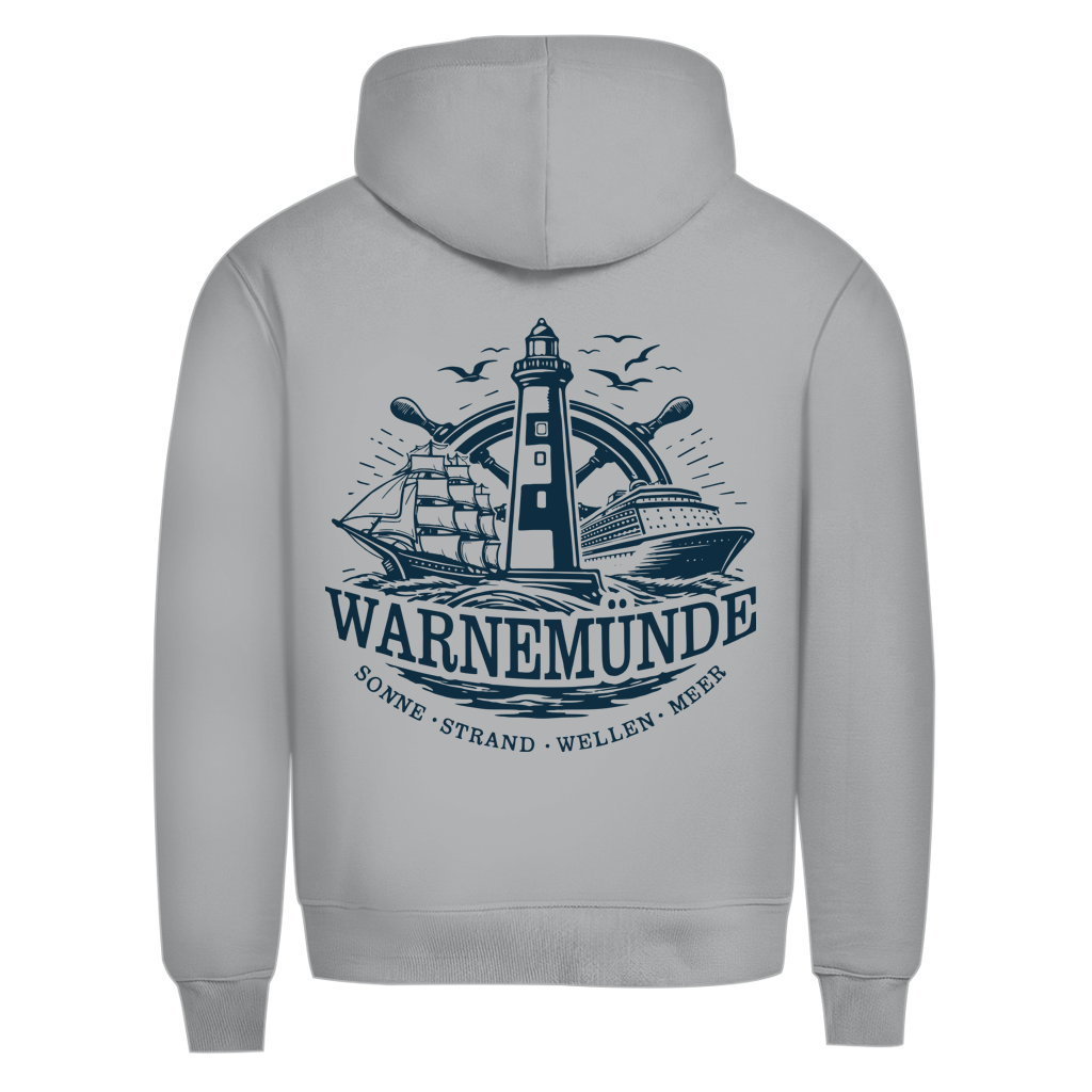 Hoodie Herren "Warnemünde Leuchtturm" #500 - beidseitiger Druck