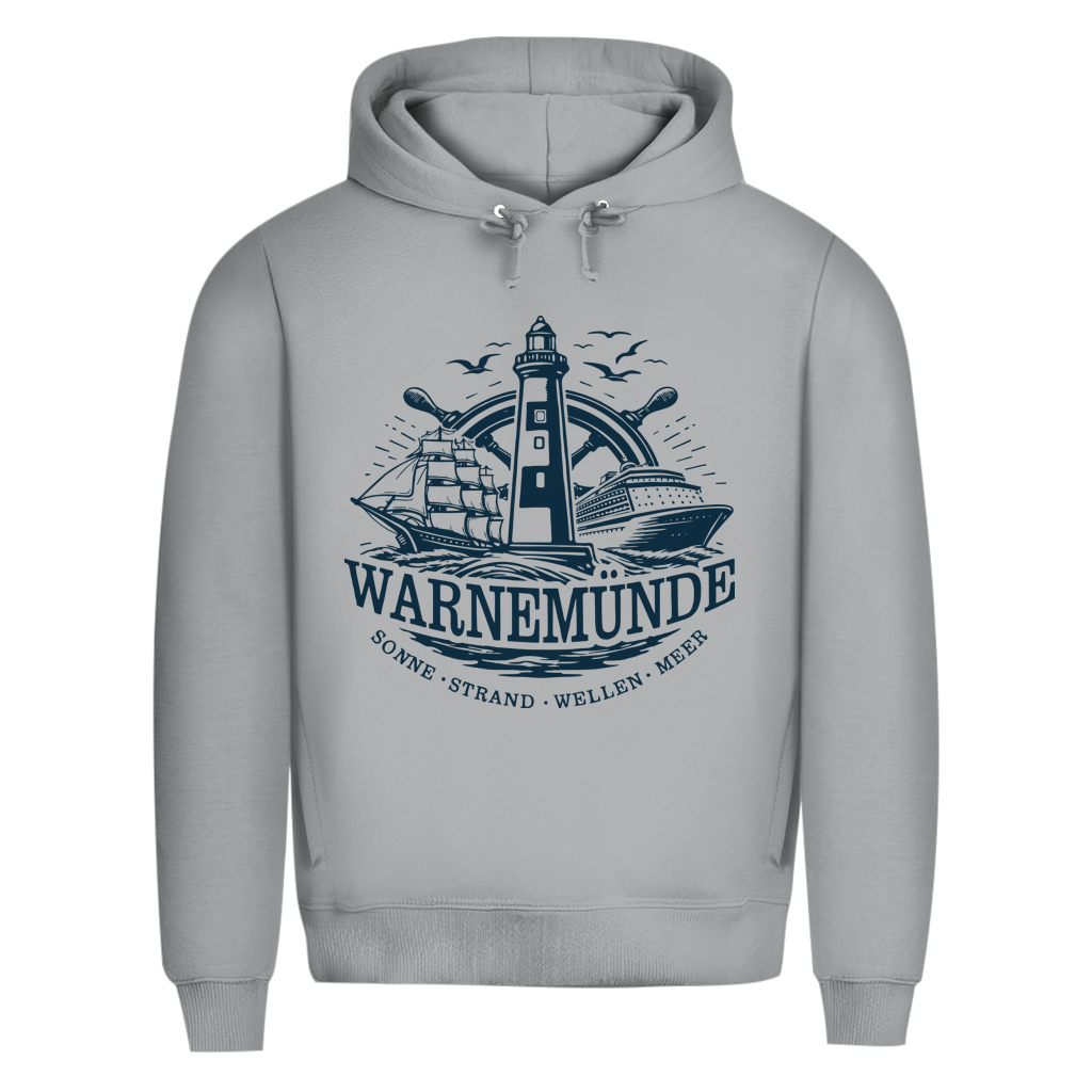 Hoodie Herren "Warnemünde Leuchtturm" #500 - beidseitiger Druck