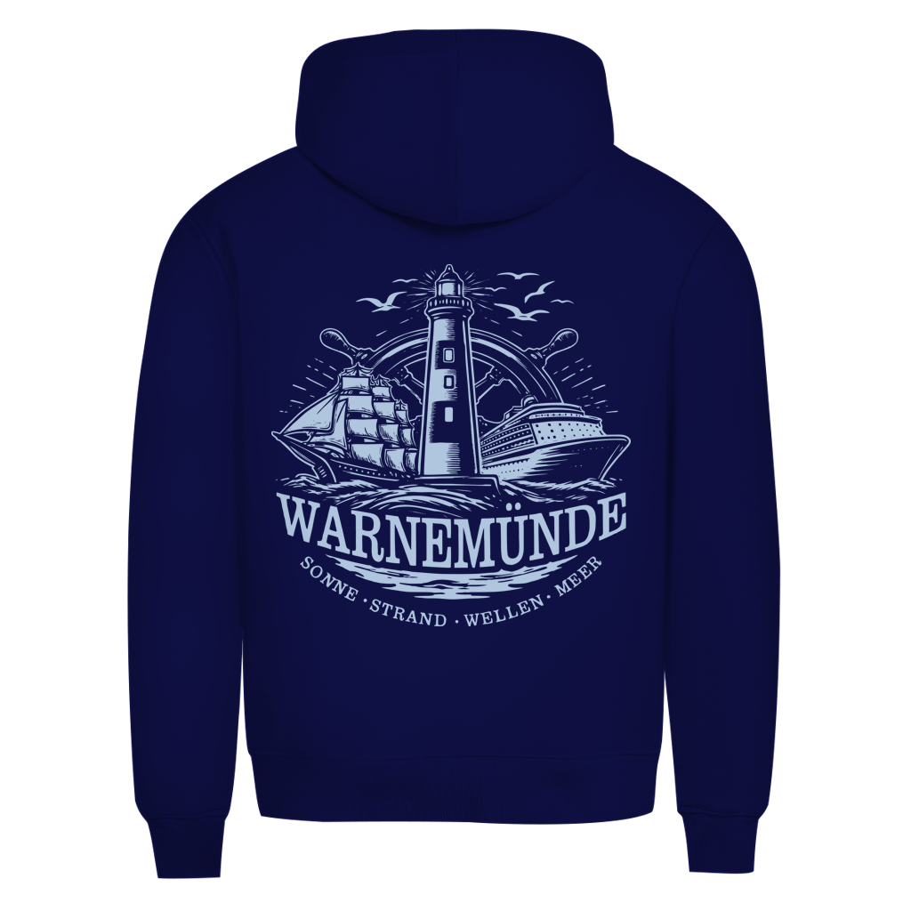 Hoodie Herren "Warnemünde Leuchtturm" #500 - beidseitiger Druck