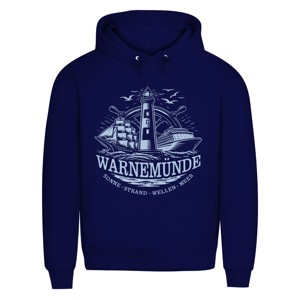 Hoodie Herren "Warnemünde Leuchtturm" #500 - beidseitiger Druck