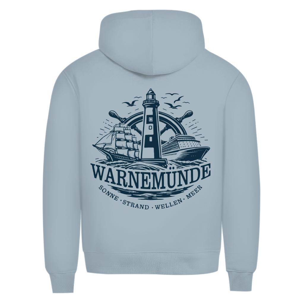 Hoodie Herren "Warnemünde Leuchtturm" #500 - beidseitiger Druck