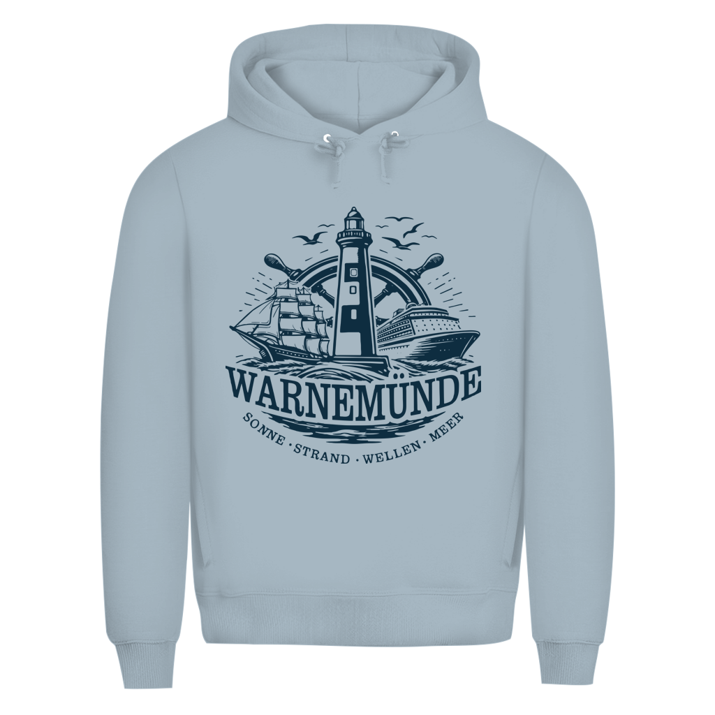 Hoodie Herren "Warnemünde Leuchtturm" #500 - beidseitiger Druck