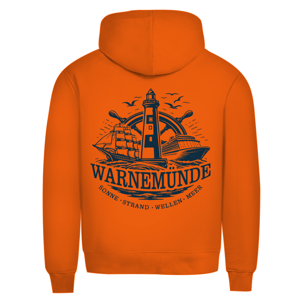 Hoodie Herren "Warnemünde Leuchtturm" #500 - beidseitiger Druck