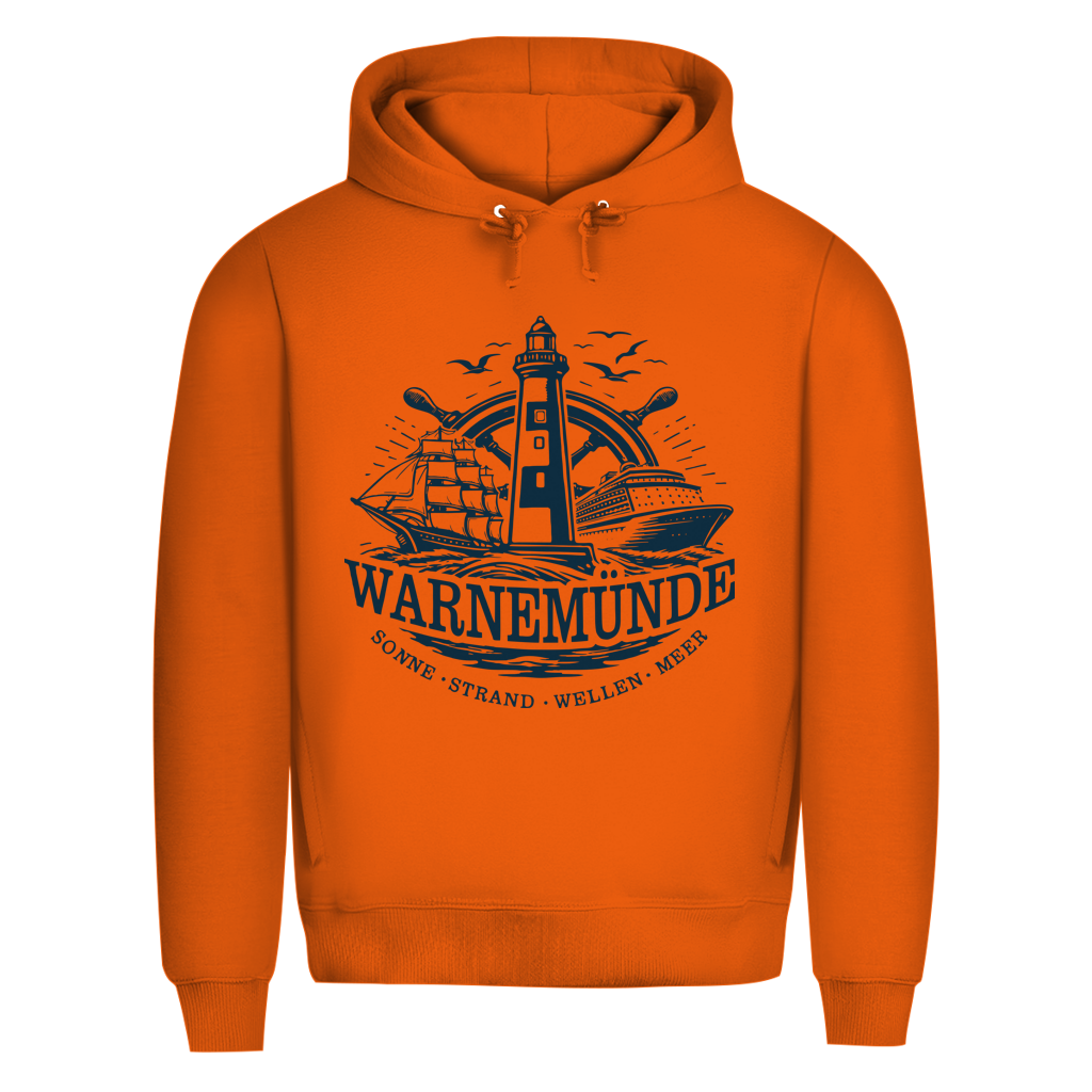 Hoodie Herren "Warnemünde Leuchtturm" #500 - beidseitiger Druck