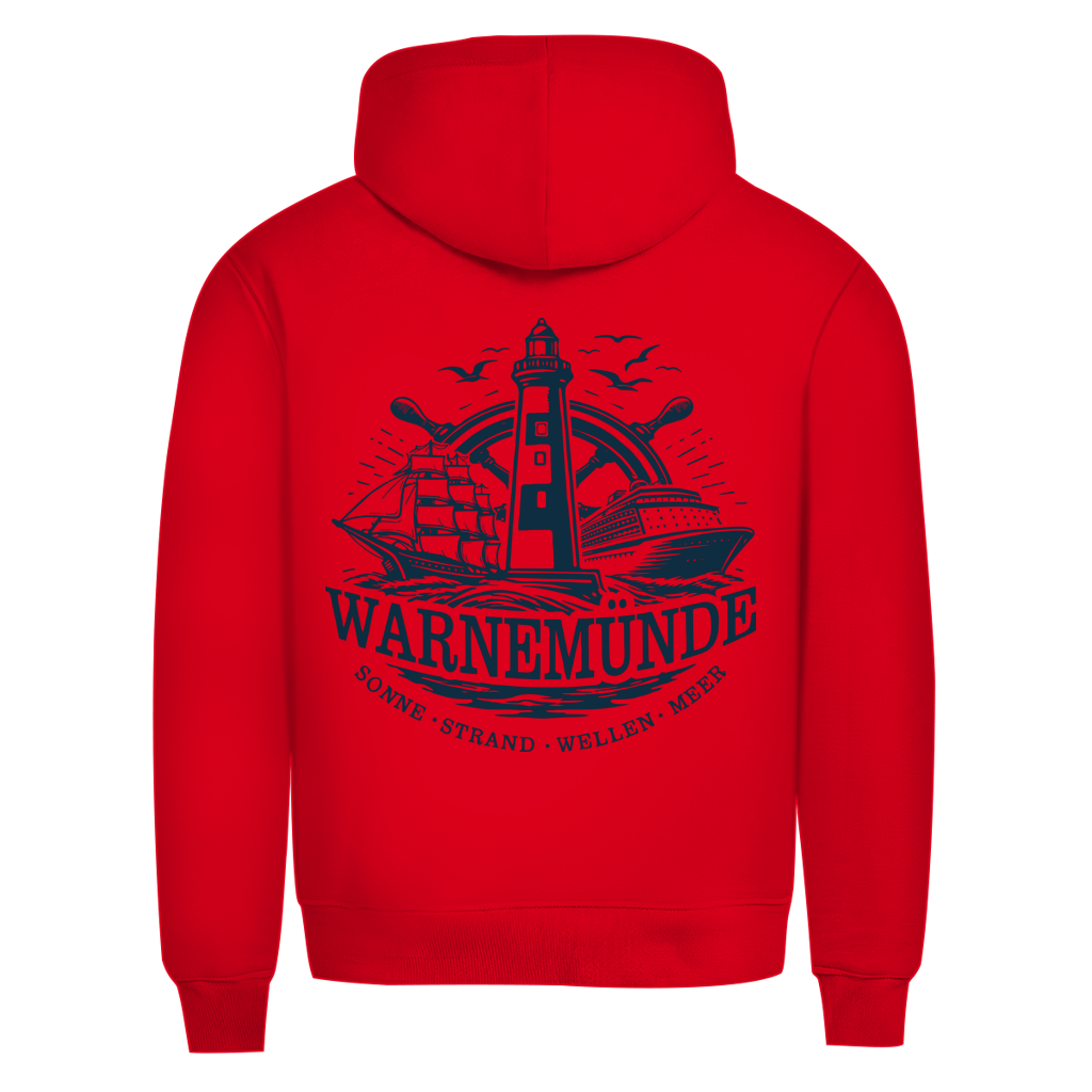 Hoodie Herren "Warnemünde Leuchtturm" #500 - beidseitiger Druck
