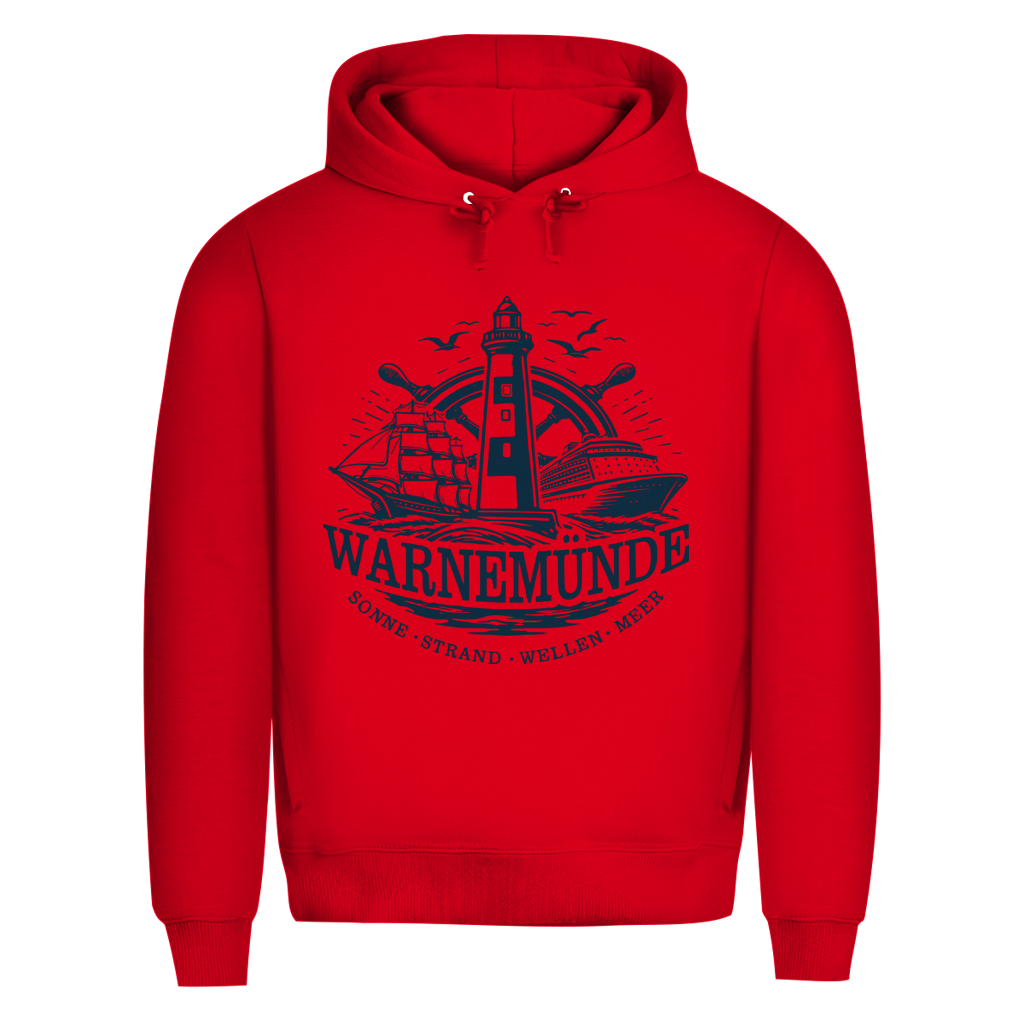 Hoodie Herren "Warnemünde Leuchtturm" #500 - beidseitiger Druck