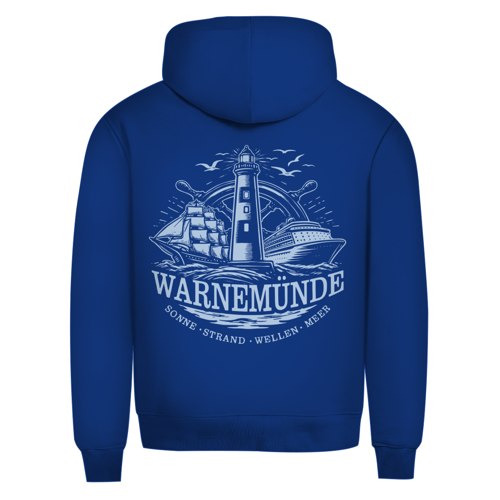 Hoodie Herren "Warnemünde Leuchtturm" #500 - beidseitiger Druck