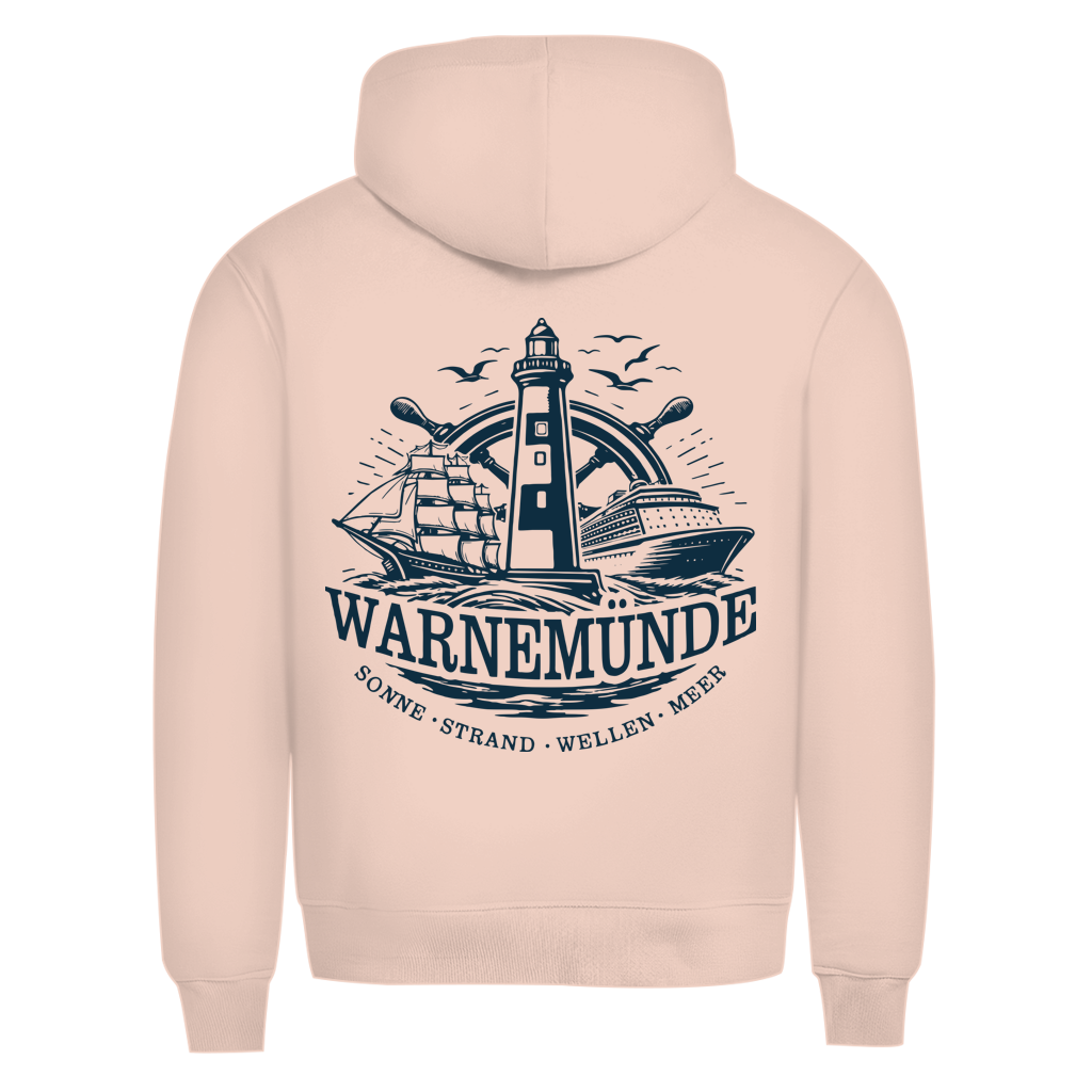 Hoodie Herren "Warnemünde Leuchtturm" #500 - beidseitiger Druck