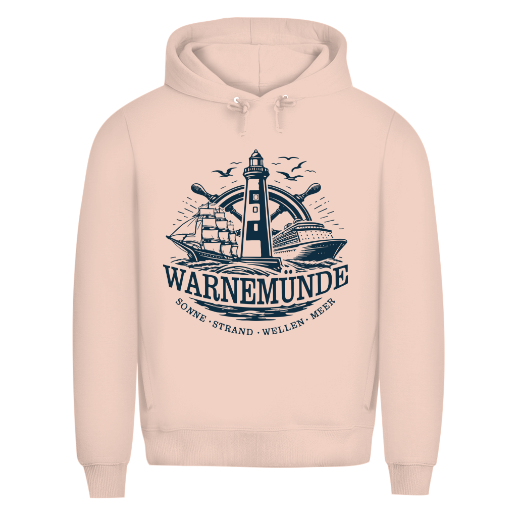 Hoodie Herren "Warnemünde Leuchtturm" #500 - beidseitiger Druck