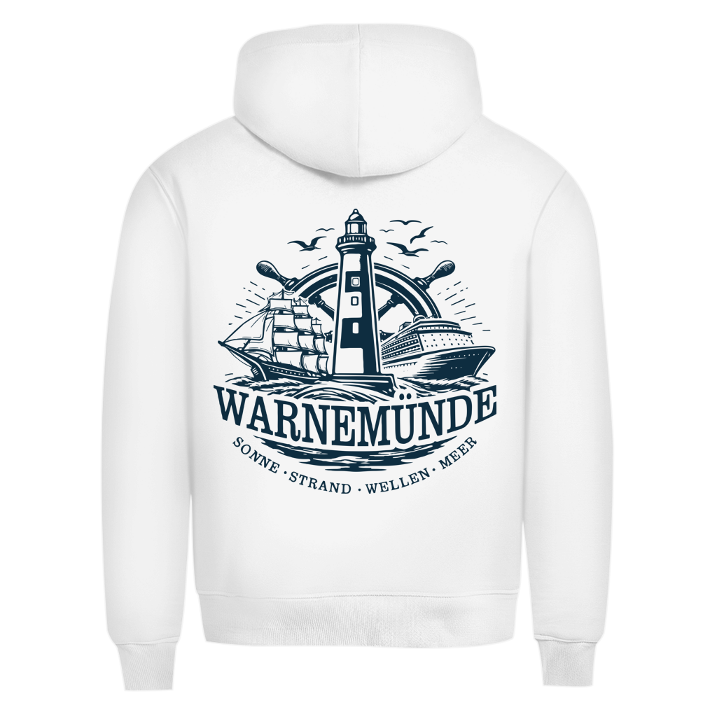 Hoodie Herren "Warnemünde Leuchtturm" #500 - beidseitiger Druck