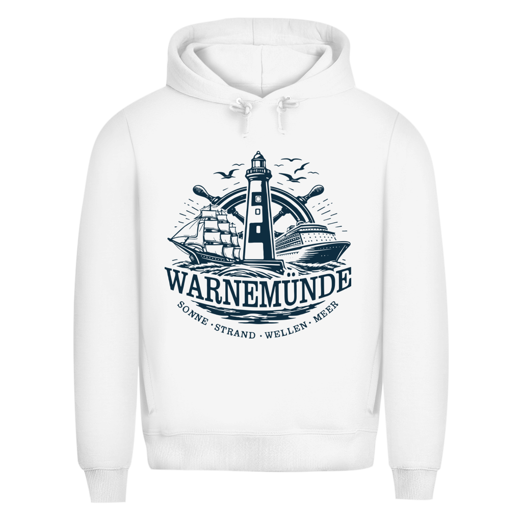 Hoodie Herren "Warnemünde Leuchtturm" #500 - beidseitiger Druck