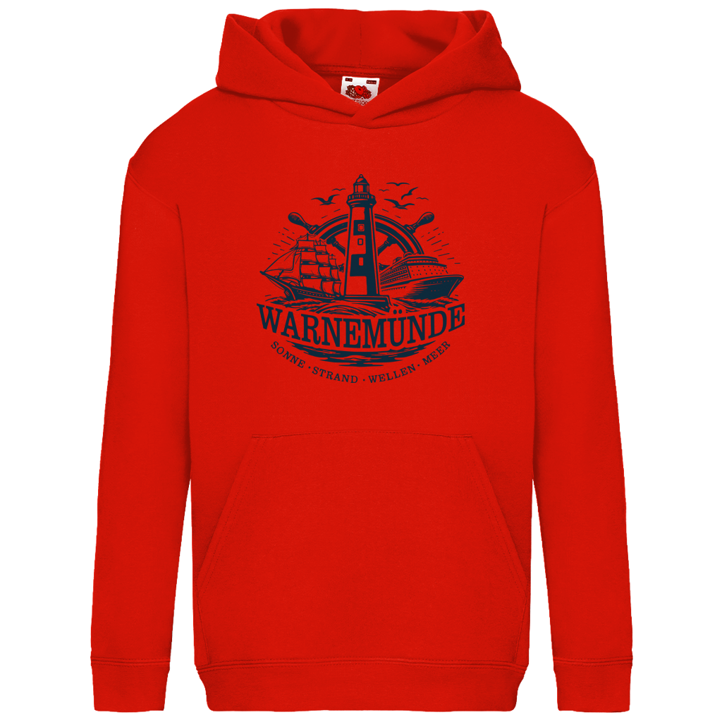 Hoodie Kinder "Warnemünde Leuchtturm" #500 - beidseitiger Druck