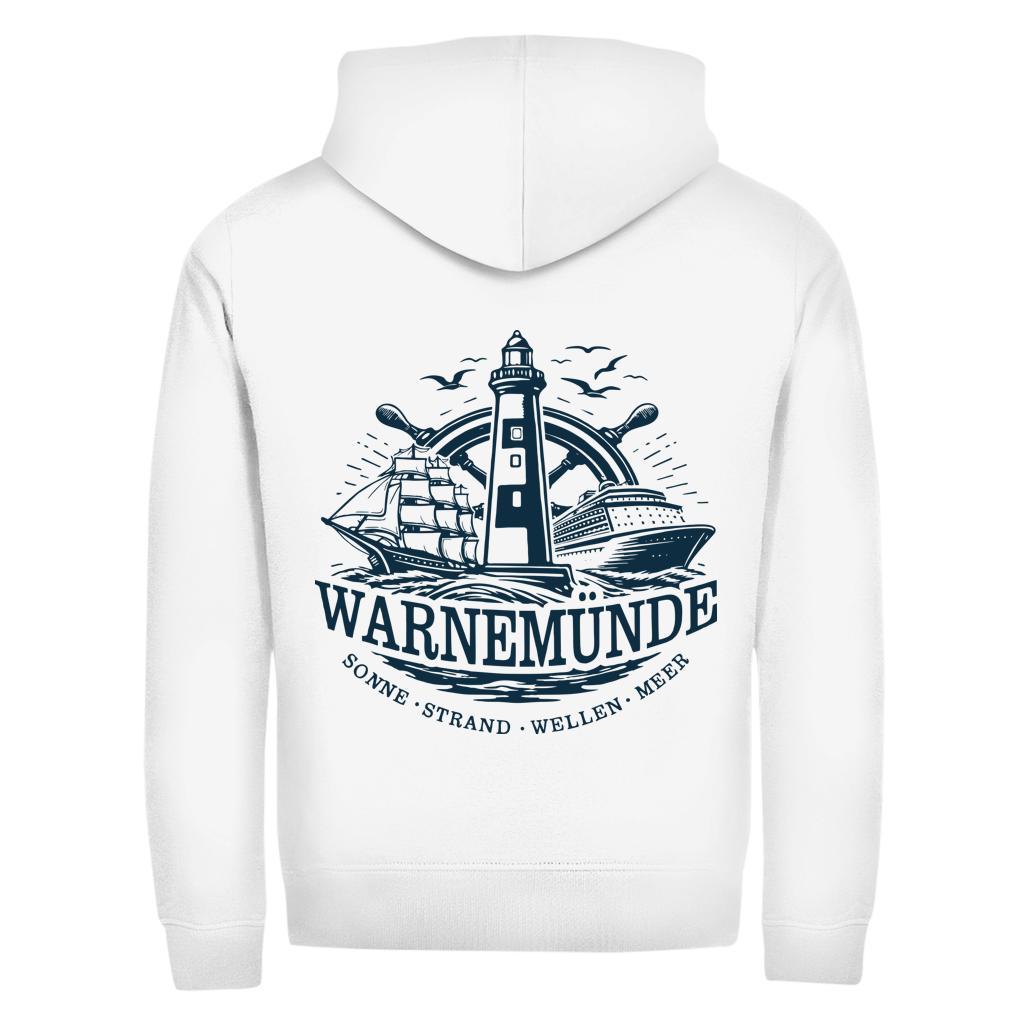 Hoodie-Jacke  "Warnemünde Leuchtturm" #500 - beidseitiger Druck