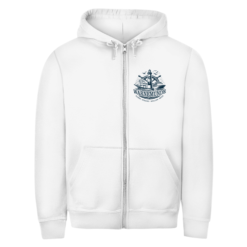 Hoodie-Jacke  "Warnemünde Leuchtturm" #500 - beidseitiger Druck